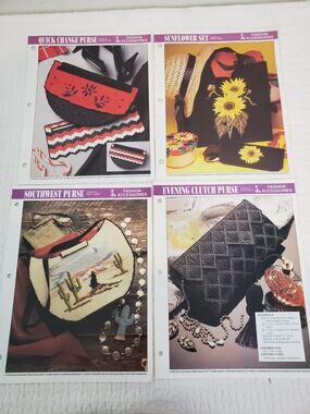 VTG 1993 Annie's Attic Plastic Canvas Pattern Fashion Accessories Lot of 4
